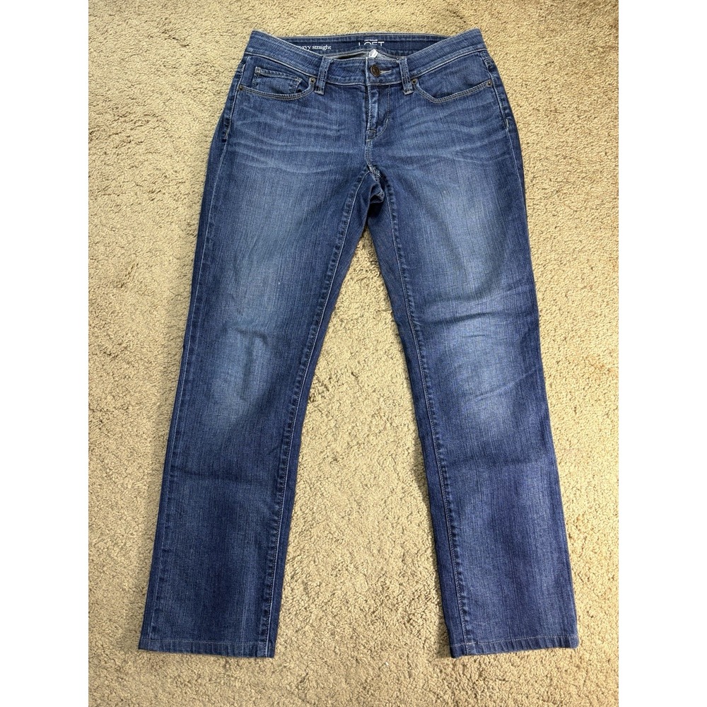 Loft Curvy Straight Jeans Women 25/0 Low Rise Blue Denim Preppy